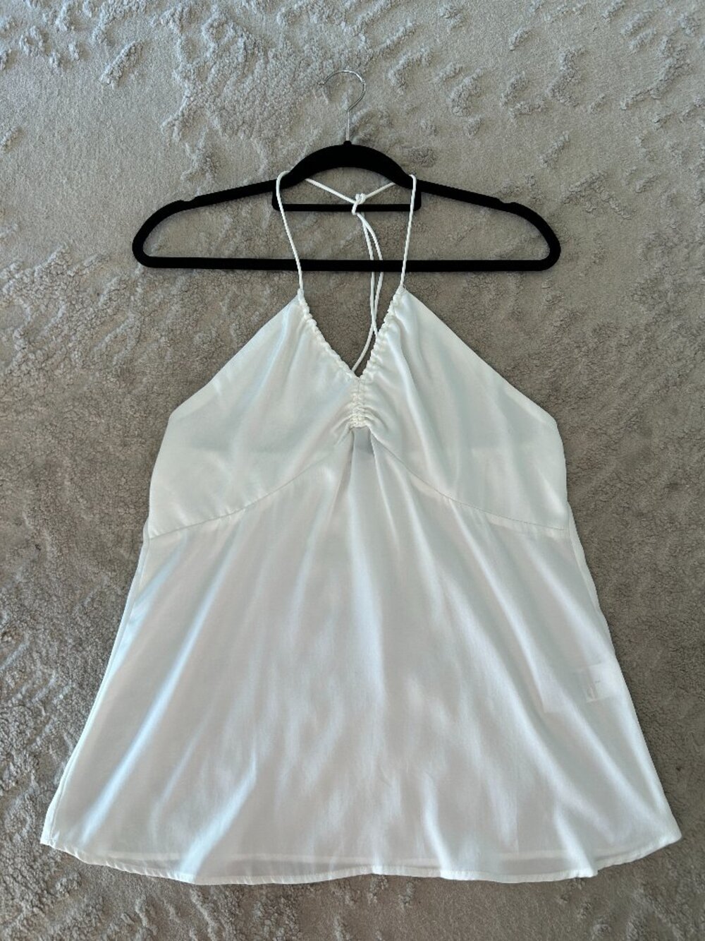 BANANA REPUBLIC Crisp White Silky Ruched Halter Neck Cami Top Size Small